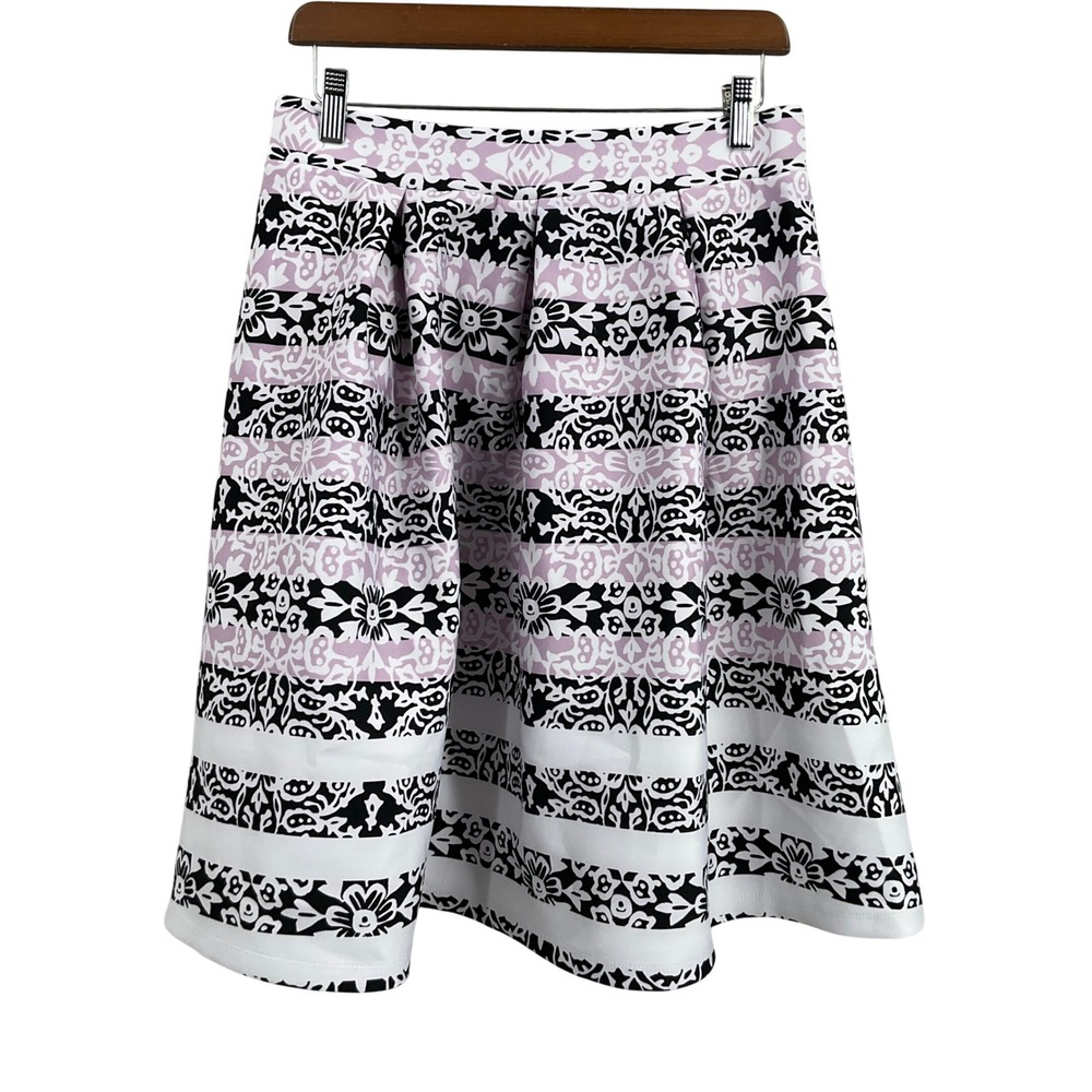EST. 1946 Skirt Womens Sz M Lavender‎ White Floral Damask Pleated Modest NEW